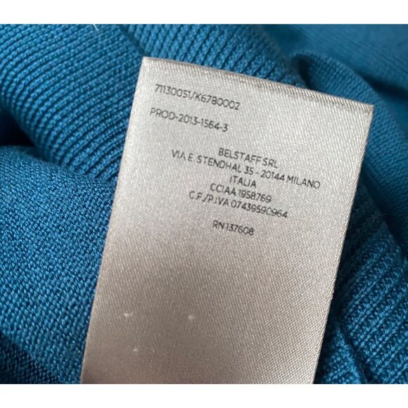 mens size XL Belstaff moto lightweight sweater‎ teal blue pristine Made in Italy - Picture 9 of 10